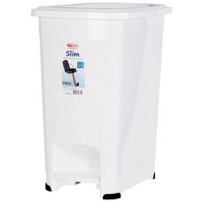 Ведро для мусора пластиковое с педалью Slim, внутреннее ведро, цвет белый, 30,5х24х39,5 см, 15 л