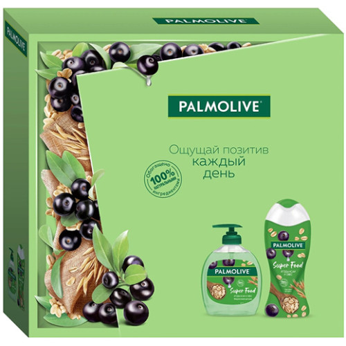 Подарочный набор Palmolive (Палмолив) Super Food ягоды Асаи: гель-крем для душа 250 мл + жидкое мыло 300 мл