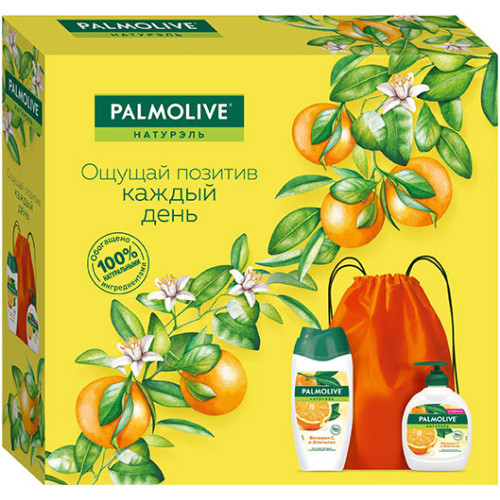 Подарочный набор Palmolive (Палмолив) Натурэль Витамин С и Апельсин: гель-крем для душа 250 мл + крем-мыло 300 мл + эко сумка