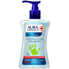 Гель для рук антибактериальный Aura (Аура) Derma Protect, изопропиловый спирт, с дозатором, 250 мл