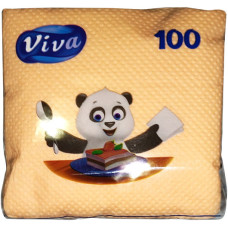 Салфетки бумажные Viva (Вива), 1-слойные, цвет персиковый, 24х24 см, в упаковке 100 штук