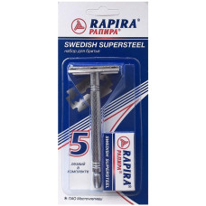 Станок для бритья Rapira (Рапира) Классический, суперсталь, металлическая ручка, 5 лезвий