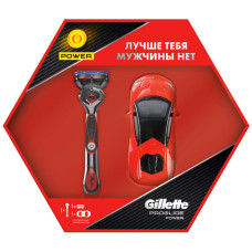 Подарочный набор Gillette (Джилет): станок Fusion ProGlide Power с 1 кассетой + модель гоночного автомобиля Lamborghini