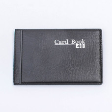 Визитница, обложка ПВХ, 20 карманов на 40 карт, с уголками, цвет чёрный