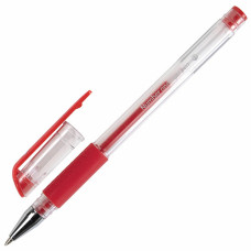 Ручка гелевая с грипом Brauberg (Брауберг) Number One, цвет красный, узел 0,5 мм, линия письма 0,35 мм