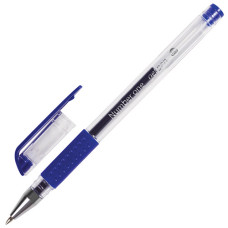 Ручка гелевая с грипом Brauberg (Брауберг) Number one, синяя, узел 0,5 мм, линия письма 0,35 мм