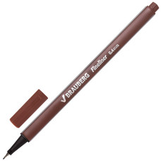 Ручка капиллярная (линер) Brauberg (Брауберг) Aero, коричневая, трехгранная, металлический наконечник 0,5 мм, линия письма 0,4 мм