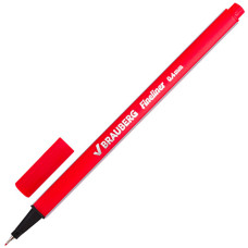 Ручка капиллярная (линер) Brauberg (Брауберг) Aero, красная, трехгранная, металлический наконечник 0,5 мм, линия письма 0,4 мм
