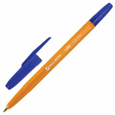 Ручка шариковая Brauberg (Брауберг) Orange line, цвет синий, корпус оранжевый, пишущий узел 1 мм, линия письма 0,5 мм