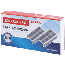 Скобы для степлера Brauberg (Брауберг) Extra №24/6, цинковое покрытие, в упаковке 1000 шт
