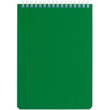 Блокнот Brauberg (Брауберг) А5, цвет зелёный, гребень, перфорация на отрыв, лакированный, 60 листов, 146х205 мм