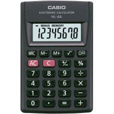 Калькулятор карманный Casio HL-4A-S, компактный, 8 разрядов, питание от батареи, цвет чёрный, 87х56х8,6 мм