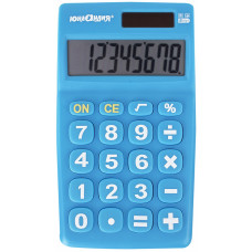 Калькулятор карманный Юнландия, 8 разрядов, двойное питание, цвет синий, 135х77 мм