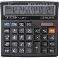 Калькулятор настольный малый Citizen CT-555N, 12 разрядов, двойное питание, 130x129 мм