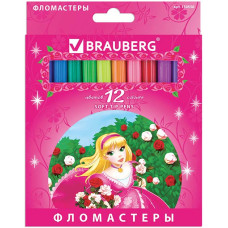 Фломастеры Brauberg (Брауберг) Rose Angel, вентилируемый колпачок, картонная упаковка, 12 цветов
