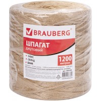 Шпагат джутовый банковский полированный Brauberg (Брауберг), диаметр 1,8 мм, 1200 текс, 1200 м