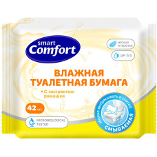 Влажная туалетная бумага Smart (Смарт) Comfort с экстрактом Ромашки, 42 шт
