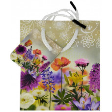 Пакет подарочный бумажный Antella (Антелла) Цветы, 11,1х6,2х13,7 см