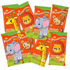 Детские влажные салфетки Pamperino Kids с экстрактом ромашки и витамином Е Mix, 8 шт * 8 уп