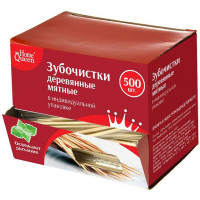 Зубочистки деревянные мятные Home Queen (Хоум Квин) в индивидуальной упаковке, 500 шт