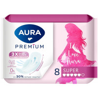 Прокладки гигиенические Aura (Аура) Premium Super, 5 капель, 8 шт