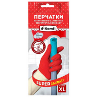 Перчатки хозяйственные сверхпрочные латексные Komfi Биколор, цвет белый + красный, размер XL