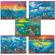Альбом для рисования Hatber (Хатбер) VK Дельфины, А4, скоба, обложка офсет, 205х290 мм, 12 листов