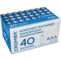 Батарейки алкалиновые мизинчиковые Cromex Alkaline, ААА (LR03, 24А), в коробке, комплект 40 шт