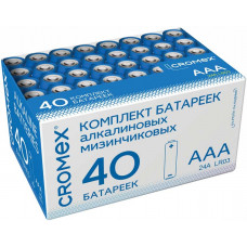 Батарейки алкалиновые мизинчиковые Cromex Alkaline, ААА (LR03, 24А), в коробке, комплект 40 шт