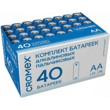 Батарейки алкалиновые пальчиковые Cromex Alkaline, АА (LR6,15А), в коробке, комплект 40 шт