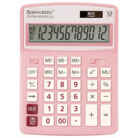 Калькулятор настольный Brauberg (Брауберг) EXTRA, двойное питание, розовый, 12 разрядов, 206x155 мм