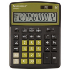 Калькулятор настольный Brauberg (Брауберг) EXTRA, двойное питание, черно-оливковый, 12 разрядов, 206x155 мм