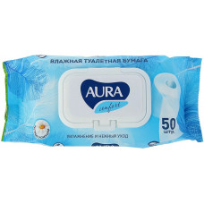 Влажная туалетная бумага Aura (Аура) Ultra Comfort, с крышкой, 50 шт