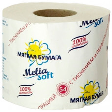 Туалетная бумага Melia soft, 1-х слойная, цвет белый, 54 м