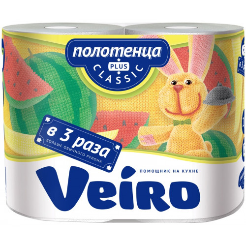 Полотенце бумажное Veiro (Вейро) Classic Plus, 2-х слойное, 2 рулона Полотенце бумажное Veiro (Вейро) Classic Plus, 2-х слойное, 2 рулона