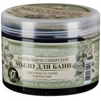 Мыло Рецепты бабушки Агафьи Для бани натуральное сибирское черное, 500 мл