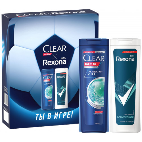 Подарочный набор для мужчин Clear + Rexona (шампунь и гель для душа 200 мл) Подарочный набор для мужчин Clear + Rexona (шампунь и гель для душа 200 мл)