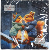 Салфетки сервировочные Fresco (Фреско) Зимние белочки, 33х33 см, 20 шт Салфетки сервировочные Fresco (Фреско) Зимние белочки, 33х33 см, 20 шт