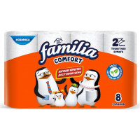 Туалетная бумага Familia (Фамилия) Comfort, цвет белый, 2-х слойная, 8 рулонов Туалетная бумага Familia (Фамилия) Comfort, цвет белый, 2-х слойная, 8 рулонов