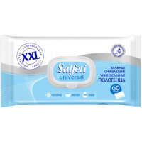 Влажные очищающие универсальные полотенца Salfeti Universal XXL с клапаном, 60 шт Влажные очищающие универсальные полотенца Salfeti Universal XXL с клапаном, 60 шт