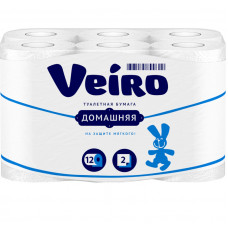 Туалетная бумага Veiro (Вейро) Домашняя, 2-х слойная, цвет белый, 12 шт