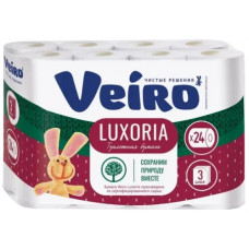 Туалетная бумага Veiro (Вейро) Luxoria, цвет белый, 3-х слойная, 24 шт