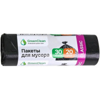 Мешки для мусора ПНД GreenClean черные Classic, 30 л, 6 мкм, 20 шт Мешки для мусора ПНД GreenClean черные Classic, 30 л, 6 мкм, 20 шт