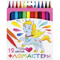 Фломастеры ПИФАГОР Единорог, вентилируемый колпачок, 12 цветов