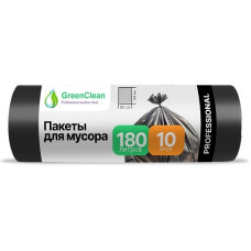 Мешки для мусора ПВД GreenClean Professional черные, 180 л, 30 мкм, 10 шт