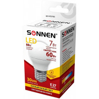 Лампа светодиодная SONNEN 7 (60) Вт, цоколь E27, шар, теплый белый свет, 30000 ч