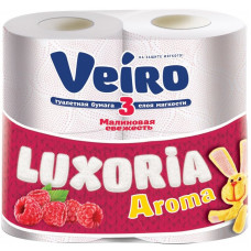 Туалетная бумага Veiro (Вейро) Luxoria Малина, 3-х слойная, 4 рулона