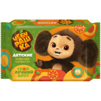 Влажные салфетки детские Чебурашка, 60 шт Влажные салфетки детские Чебурашка, 60 шт