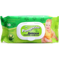 Детские влажные салфетки Pamperino (Памперино) с экстрактом Алоэ вера, пластиковый клапан, 50 шт Детские влажные салфетки Pamperino (Памперино) с экстрактом Алоэ вера, пластиковый клапан, 50 шт