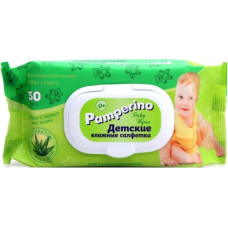 Детские влажные салфетки Pamperino (Памперино) с экстрактом Алоэ вера, пластиковый клапан, 50 шт